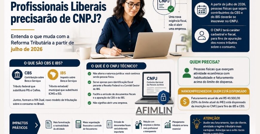 Profissionais autônomos e liberais precisarão de CNPJ a partir de julho de 2026? Entenda o que muda com a Reforma Tributária