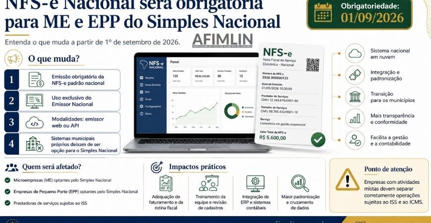 NFS-e Nacional será obrigatória para ME e EPP do Simples Nacional a partir de setembro de 2026