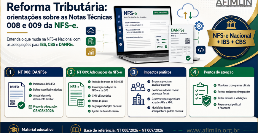 Reforma Tributária: entenda as Notas Técnicas 008 e 009 da NFS-e e o que muda para empresas, contadores e municípios